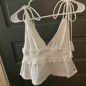 White Roxy Simple Blossom Tank Top